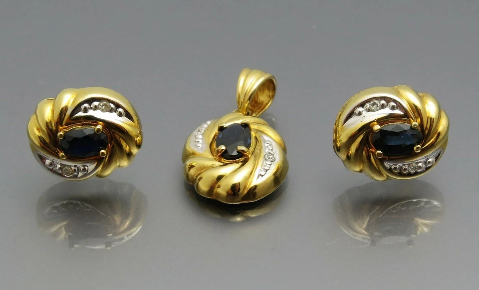 REIF-DESIGN - SCHICKES SAFIR DIAMANT SCHMUCKSET - 585 GOLD