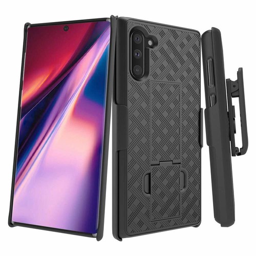 Per Samsung Galaxy Note 10 - CUSTODIA RIGIDA FONDINA CAVALLETTO con CLIP CINTURA NERA - Foto 1 di 8