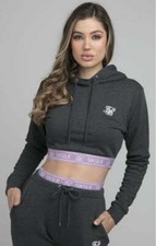 SikSilk Womens Charcoal Marl Taped Overhead Hoodie UK6 XXS
