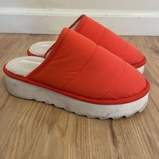 Anthropology Maeve quilted platform womens slippers SMALL 6-7 Bright Orange