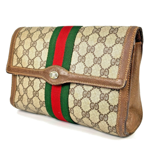 Vintage GUCCI Sherry Line Clutch bag HandBag 80's【Very good】