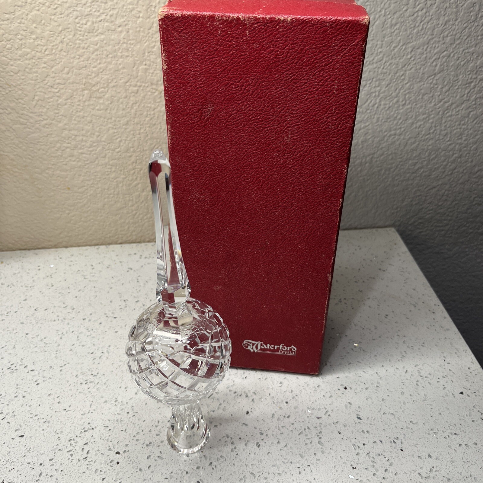Waterford Crystal Glass Christmas Tree Topper Top Ornament Signed