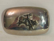 vintage bucking bronco bull stead cowboy belt buckle ornate metal U.S.A.