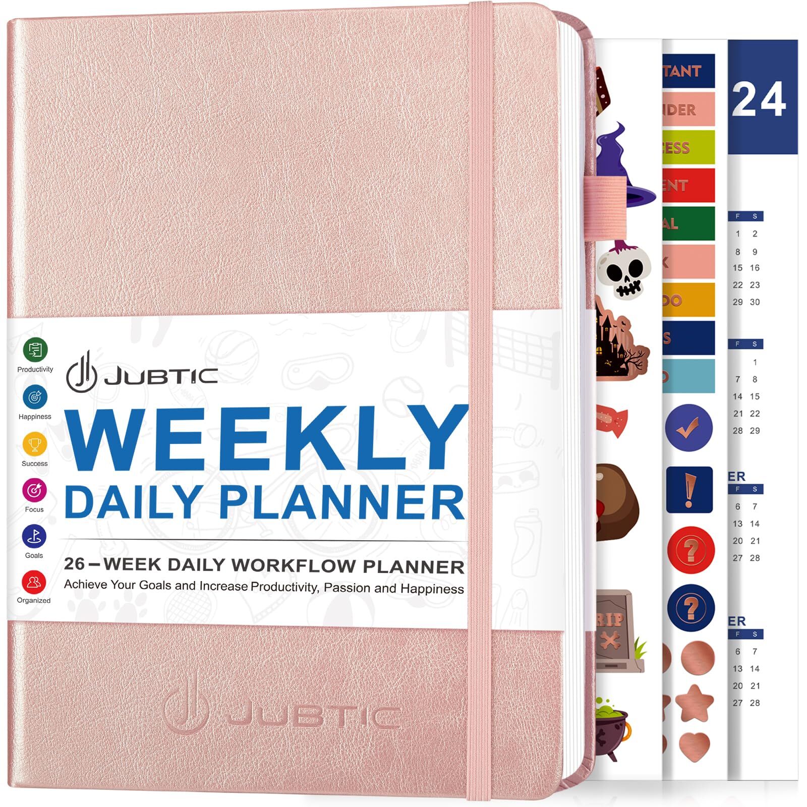 JUBTIC почасовой ежедневник недатированный, 2024-2025 еженедельный и ежемесячный планировщик приложение...