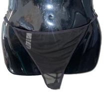 Seven Midnight String Thong Panty Sheer Mesh Underwear Womens Plus Size Black