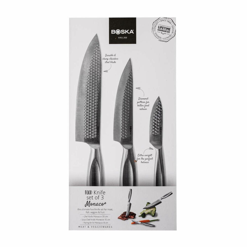Boska Monaco+ BBQ Tools Set - 3-teiliges Grillzubehör Aus Edelstahl Mit Rhombenstruktur