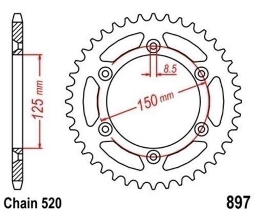 Couronne 50 Dents Pas 520 Haute Résistance pour Transmission KTM SX 125