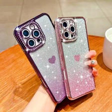 Shiny Rhinestone Case For iPhone 17 Pro Max 16 15 14 13 With Camera Lens Cover