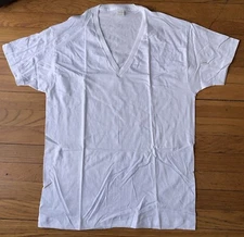 Vintage Jockey Power Knit T Shirt V-Neck Single Stitch Large 1970-80's USA NOS