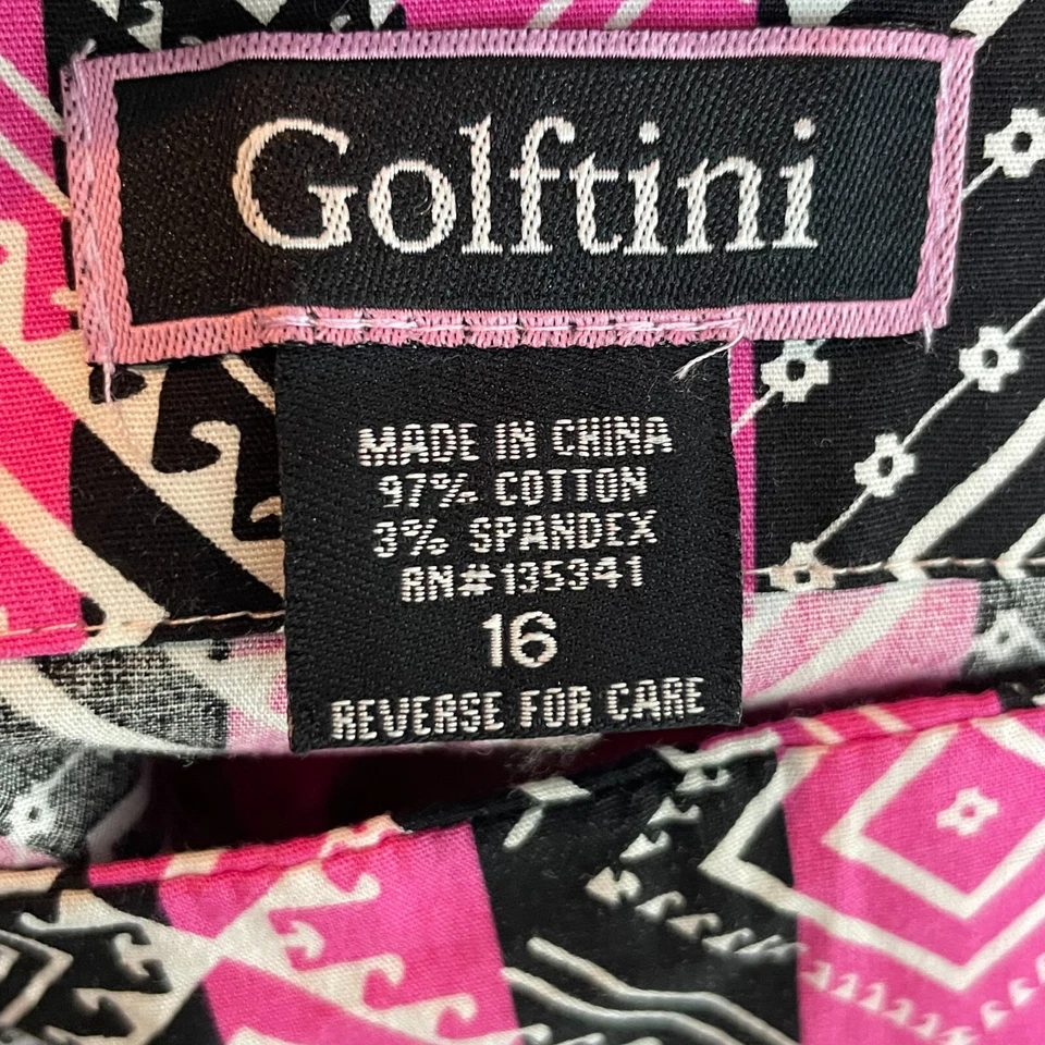 Sillas musicales Golftini Skort talla 16 rosa negro geométrico pompón dobladillo golf Foto 3 de 4