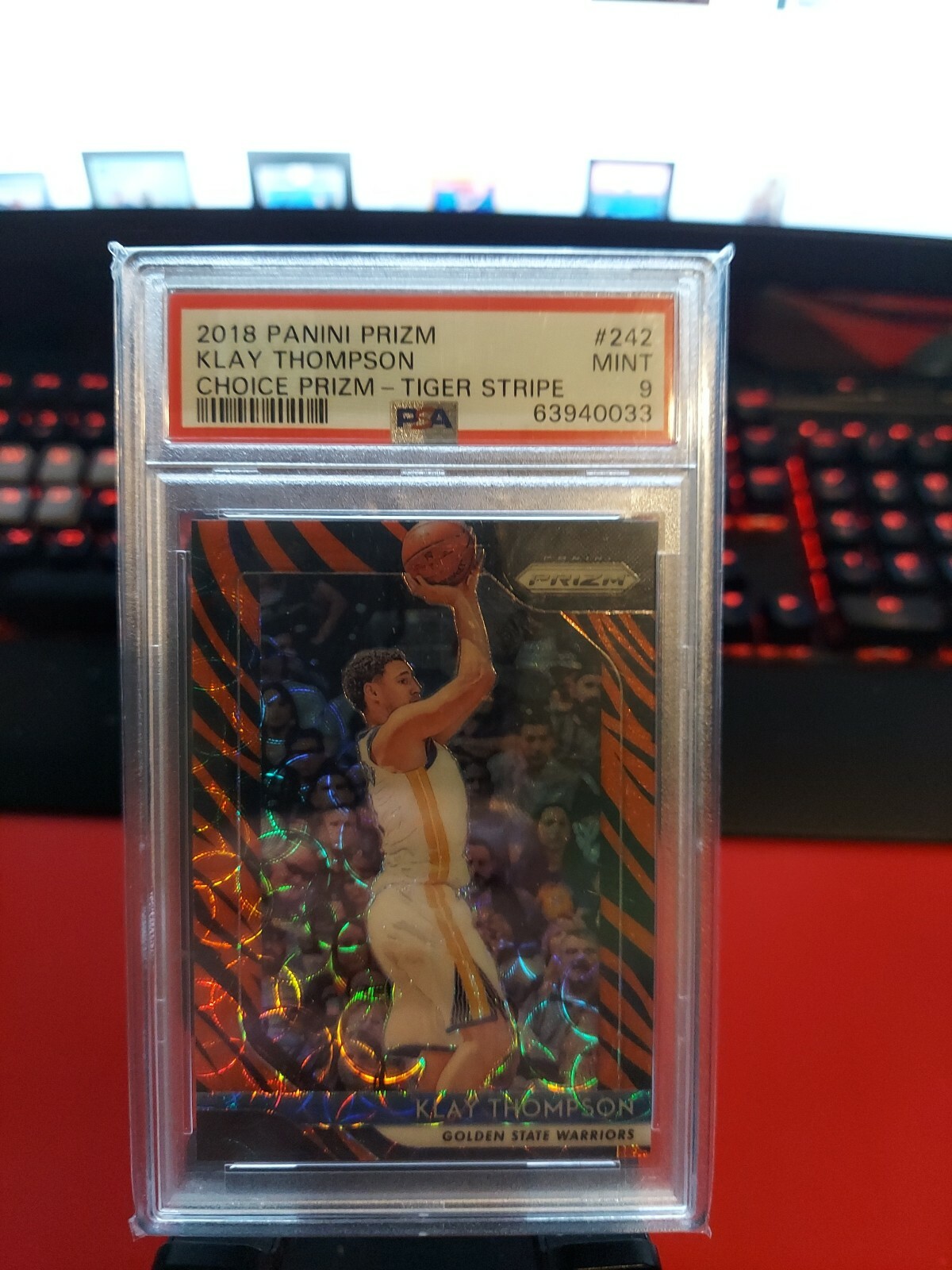 Klay Thompson Tiger Stripe 2018 Panini Prizm Choice Psa 9 Mint Ssp #242