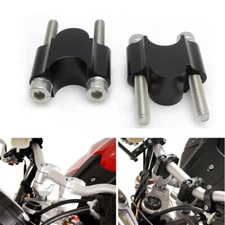 2 Pcs 28mm CNC Black Motorcycle ATV Scooter  1 1/8" Handlebar Riser Clamp Mount