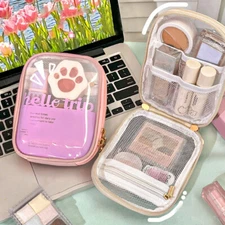 Mini Clear Travel Makeup Organizer Bag Makeup Cosmetic Zipper Toiletry Storage