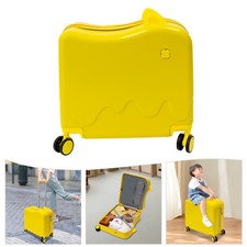 18" Children's Luggage Case Rolling Kids Ride-On Suitcase W/ Lock & Stickers