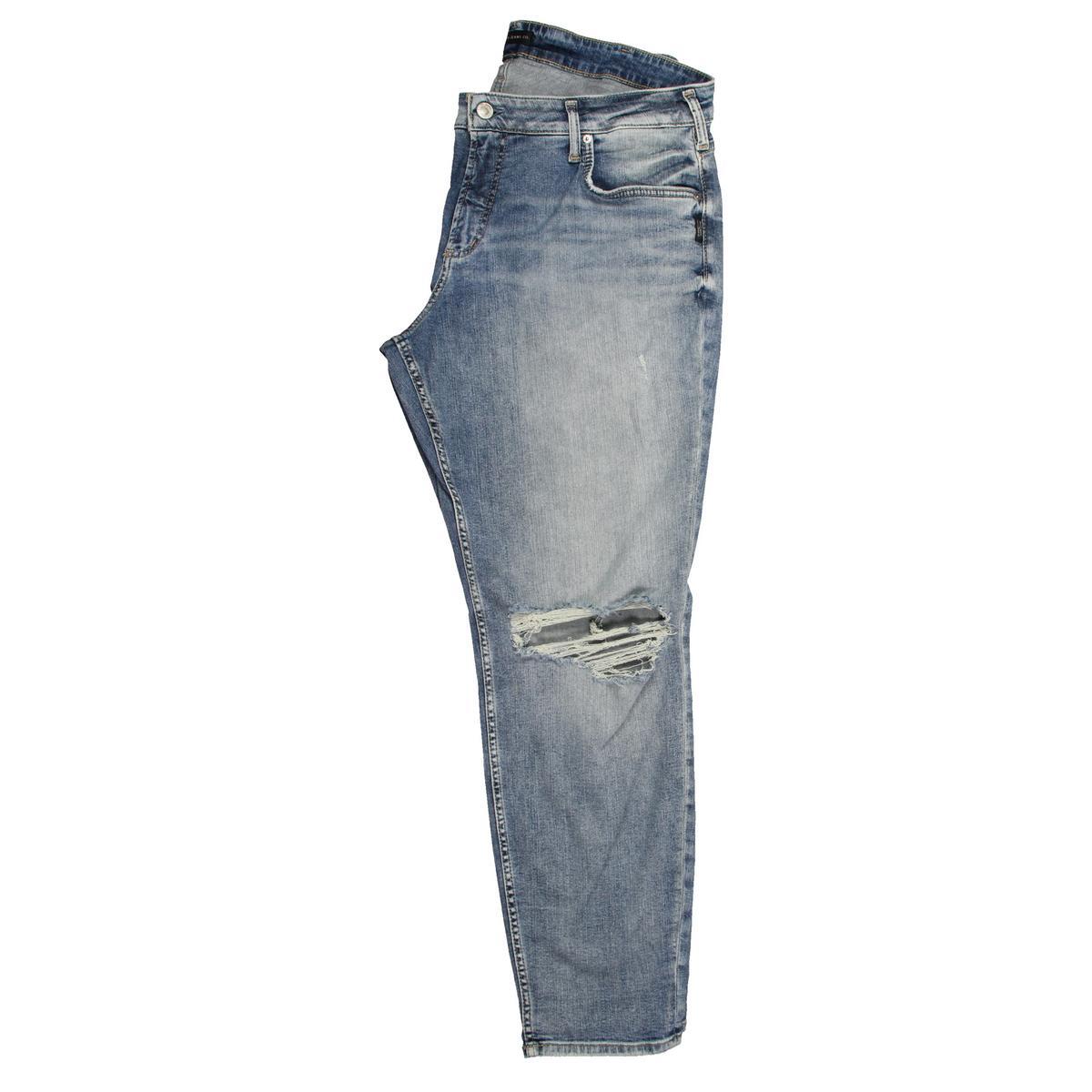 Silver Jeans Co. Женские джинсы прямого кроя из потертого денима Plus BHFO 8415