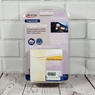 AmerTac Programmable Digital Timer BDKF-20X 20x Weekly LCD Wall Plug-In White