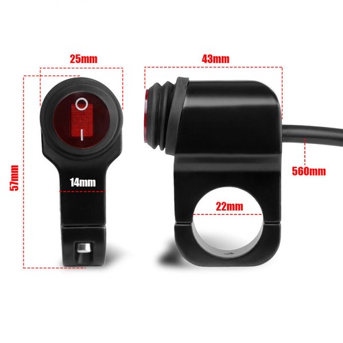 Motorcycle ON OFF Switch Button 7/8" Handlebar Headlight Spot Light LED Red ATV - Picture 3 of 7