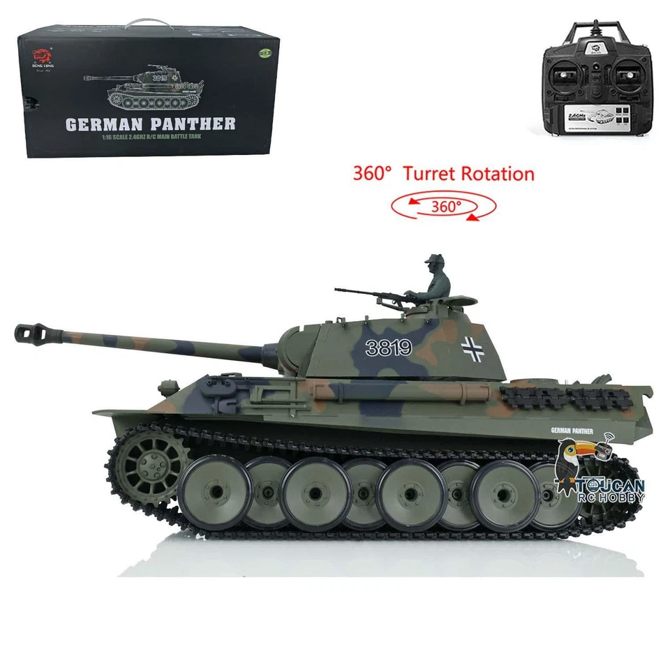 2.4Ghz Henglong 1/16 7.0 Plastic German Panther V RTR RC Tank 3819 360° Turret - Image 4 of 4