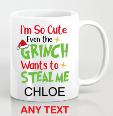PERSONALISIERTE SO NIEDLICHE GRINCH TASSE TEE KAFFEETASSE INDIVIDUELLER GESCHENKTEXT, WEIHNACHTSGESCHENK