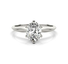 2.10 Carat Oval Moissanite 6 Prong Solitaire Ring Charles & Colvard 14K Gold