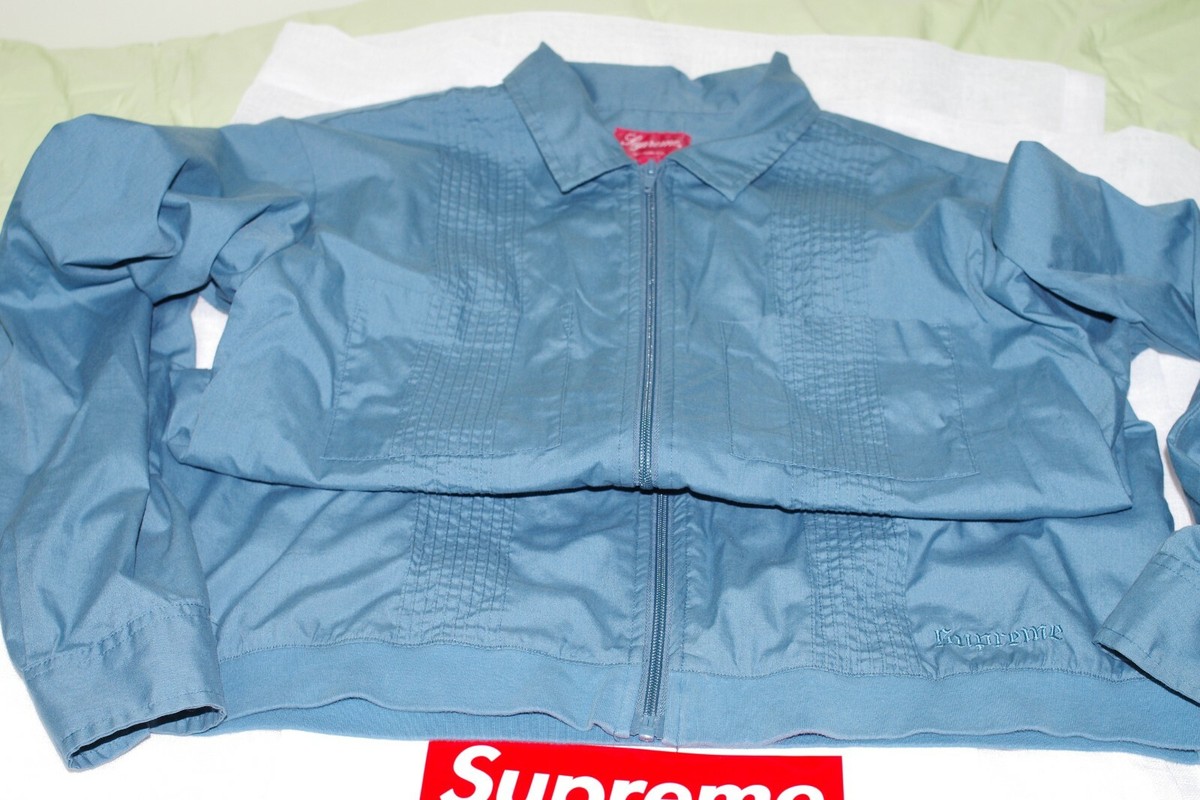 NEW!! Supreme Blue Pin Tuck Zip Up Shirt Size:L | eBay