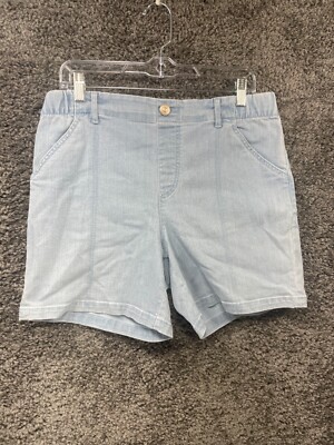 Gloria Vanderbilt Shorts Women's 10 Blue Cotton Flat Front Elastic