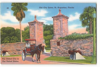 Postcard Old City Gates, St. Augustine, Florida VTG ME3.