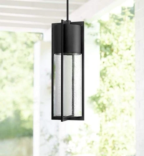 Hinkley Shelter 1328BK Outdoor Hanging Pendant Light Black Clear Glass 24.5"H - Picture 1 of 17