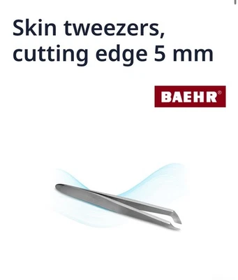 Skin tweezers, cutting edge 5 mm, Baehr Germany Stainless Steel Rust Free Cutter