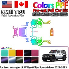 PPF Paint Protection Film For Jeep Wrangler JL Willys Sport 4 Dr 2021-2023