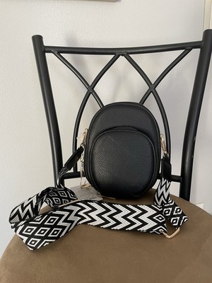 Alyssa Crossbody Purse With 3 Zippered Compartments and Patterned Strap