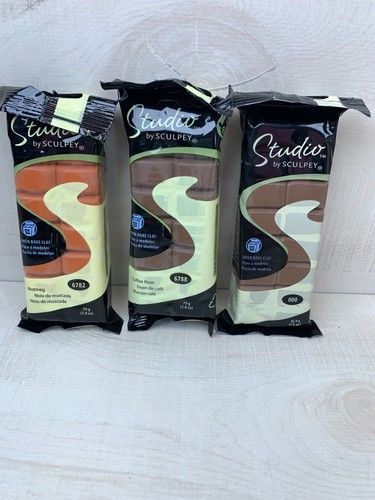 Lot of 3 Studio by Sculpey Oven Baked Clay Brown Nutmeg 6782 Coffee Bean 6788