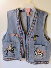 Vintage Cambridge Dry Goods Denim Vest Southwestern Designs Size XL