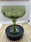 Vintage Fenton Olive Green Cabbage Rose Footed Comport 6.25 Inches Tall