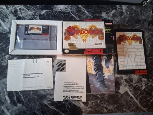 Shadowrun SNES Complete CIB W/ Inserts Excellent Condition + Protector