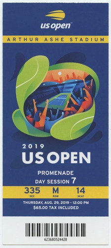 US Open Tennis Promenade Ticket Serena Williams Bianca Andreescu 8/29 2019