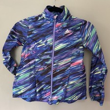 Adidas Windbreaker Jacket Girls Youth Size 6 Rainbow Multicolor Full Zip F81 