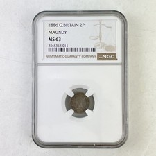 NGC Graded Victoria 1886 Great Britain 2P Two Penny Silver Maundy MS 63