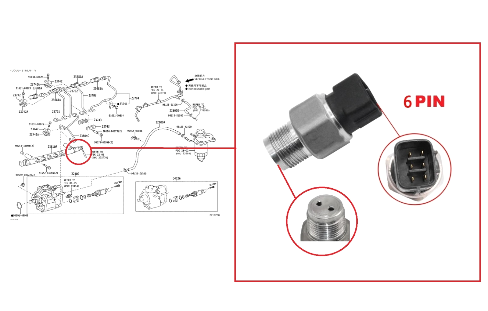 FOR TOYOTA RAV 4 ALA30 2.2D D4D  FUEL RAIL PRESSURE SWITCH 2005-2012