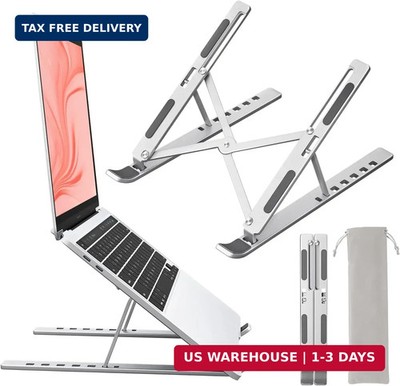 Laptop Stand Aluminum Adjustable Foldable Portable Notebook Holder Silver