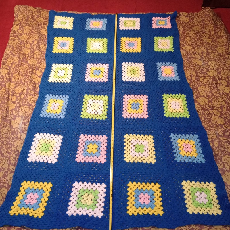  Crocheted Multicolored Blanket 6 1/2Ft x 4Ft