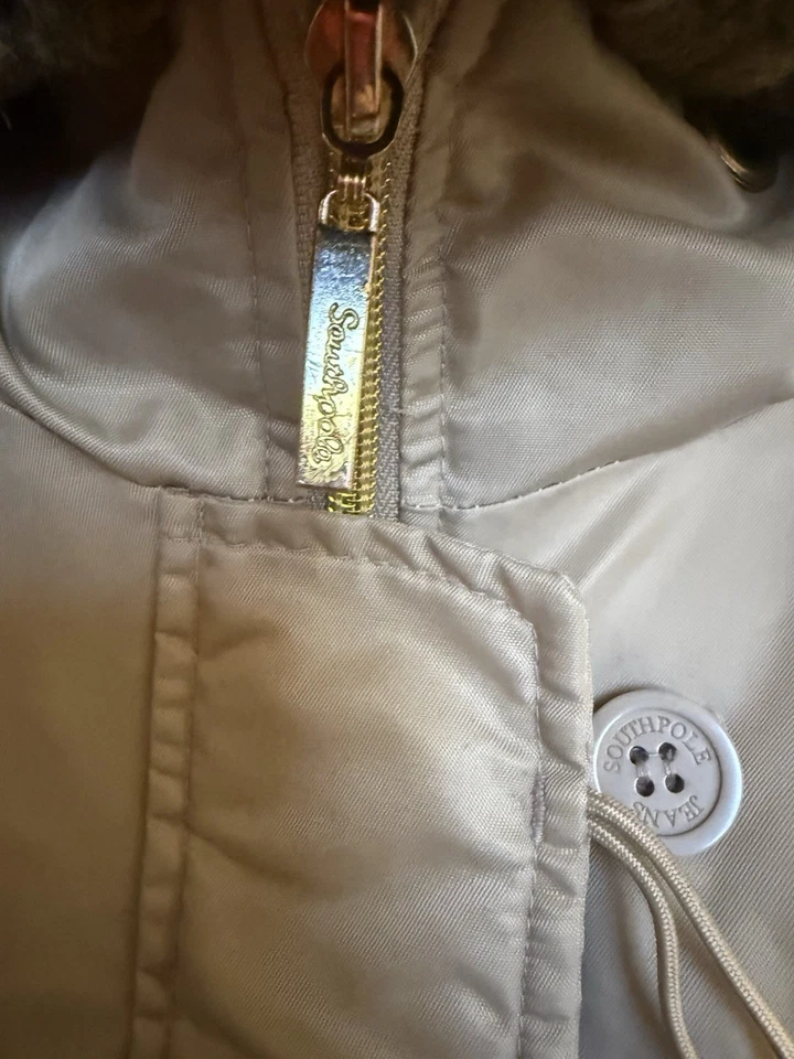 Chaqueta de piel sintética satinada vintage AOP Y2K South Pole para mujer talla XL Foto 4 de 4