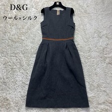 Dolce & Gabbana Dress Size 42 104cm Long Wool Silk Sleeveless Lace Gray