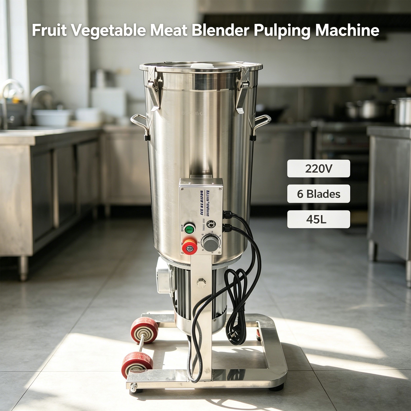 220V Fruit Vegetable Meat Blender Pulping Machine 45L Commer