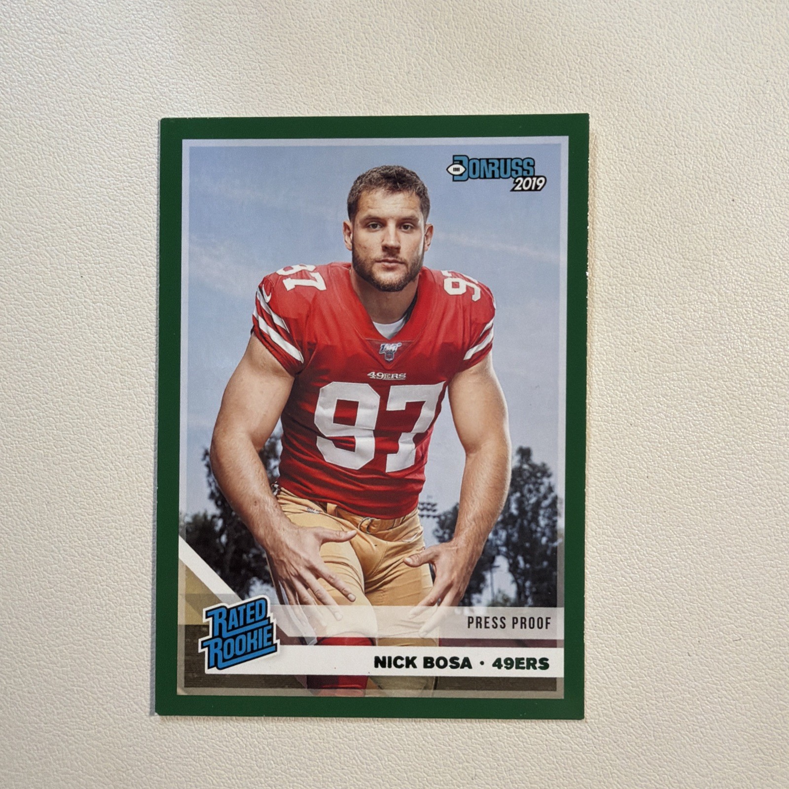 Nick Bosa 2019 Panini Donruss - Rated Rookie #318 Press Proof Green (RC)