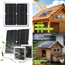 Solar Fan with Battery,30W Solar Panel Powered Fan Kit with Waterproof Dual