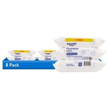  8 pack Equate Flushable Wet Wipes, Fragrance Free, 144 Wipes, 3 Pack FREESHIP