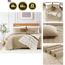 Twin Size Quilt Set Bedding Coverlet with Pillow Sham Farmhouse Rustic Style