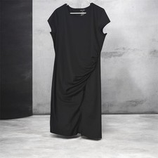 Nine West Black Solid Sheath Dress Crew Neck Cap Sleeve Knee Length Size xl
