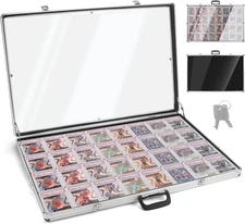 Large Aluminum Card Display Case - Portable Trading Graded Sports Card Show Case